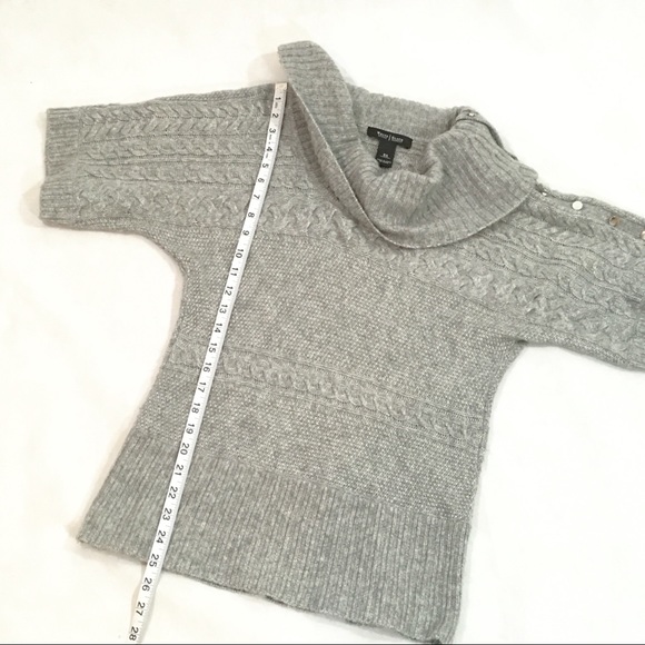 WHBM Cowl Neck Short Sleeve Sweater Gray - Picture 2 of 8
